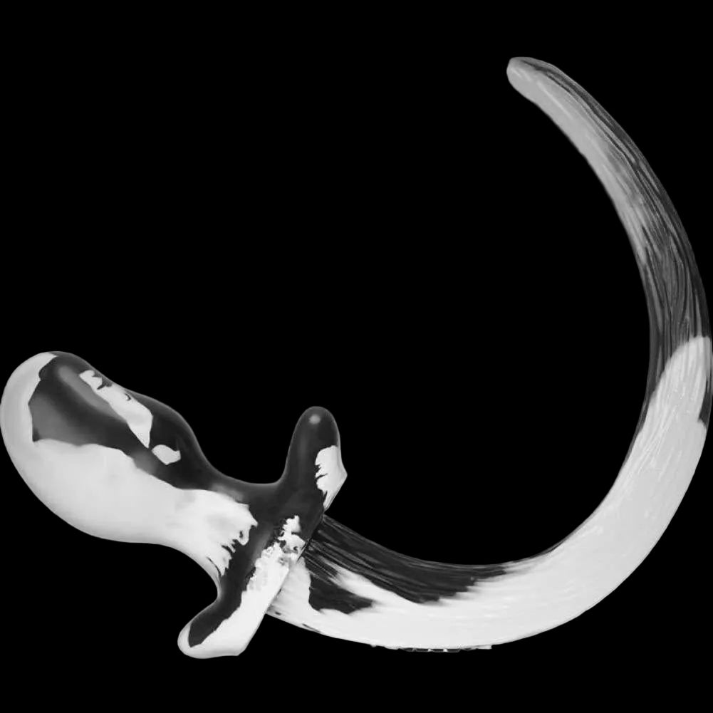 MASTIFF Puppy Tail Butt Plug | White & Black Swirl