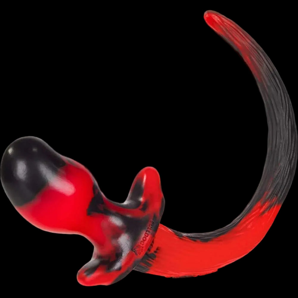 BEAGLE Puppy Tail Butt Plug | Red & Black Swirl