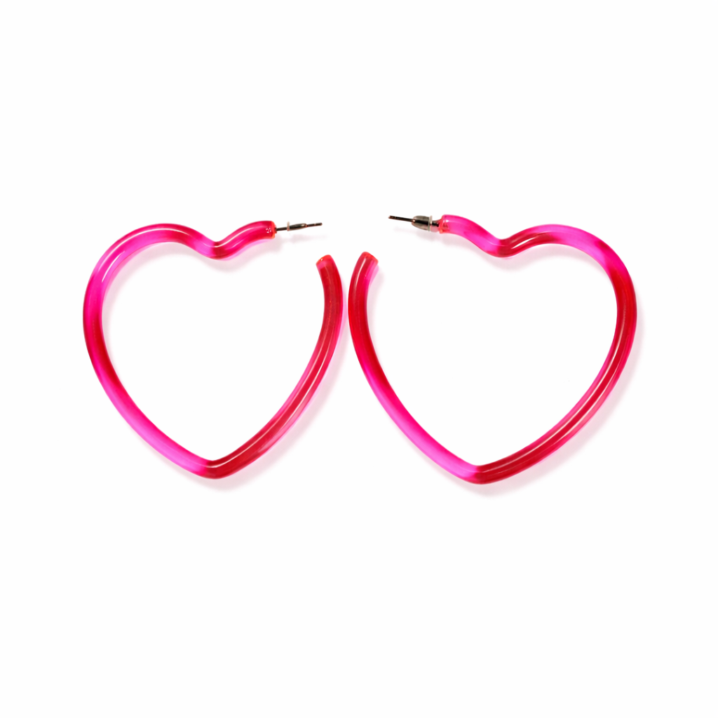 Pink Heart Hoop Earrings