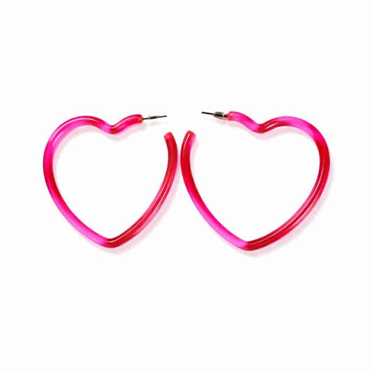 Pink Heart Hoop Earrings