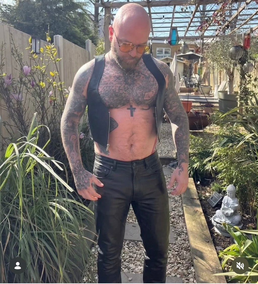 Black Cropped Leather Bartender's (Barman's) Vest