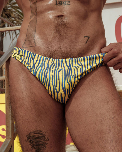 Skinny Swim Brief - Yellow Stripe