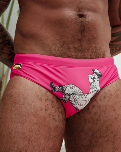'Cocktail Man' - HOT PINK - DEN X LOMAX - Regular Swim Brief