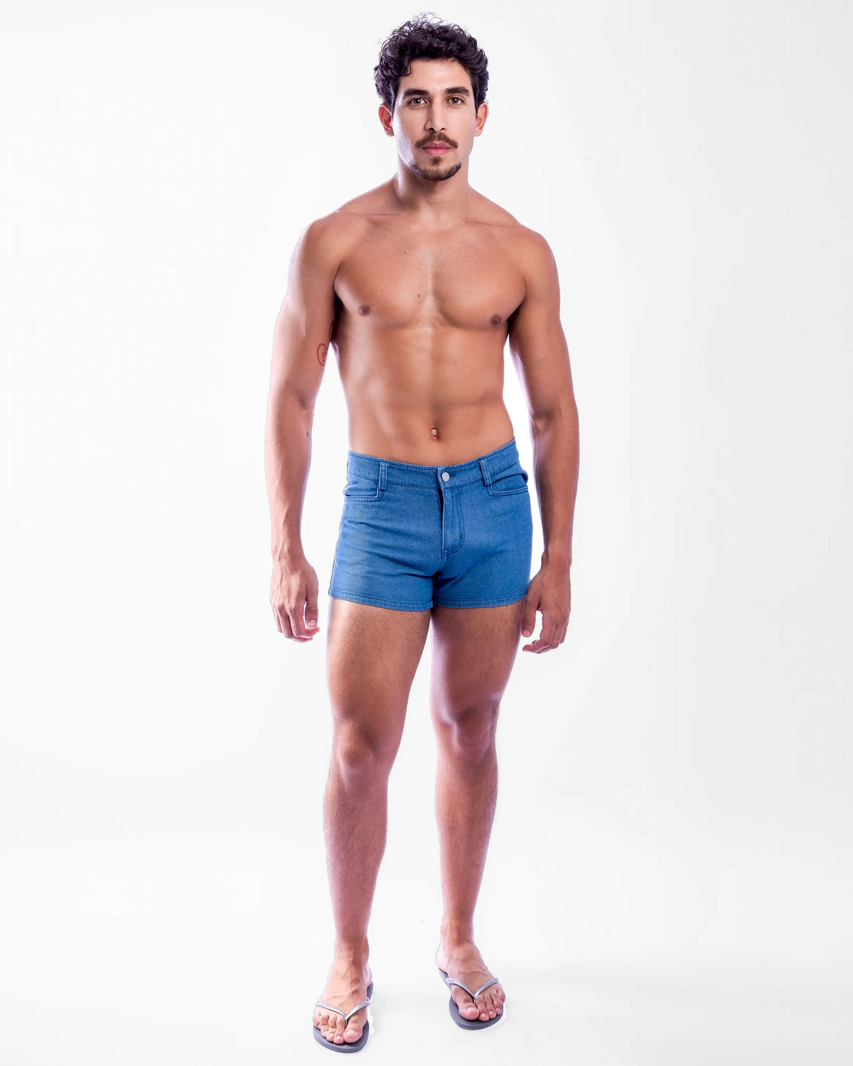 Short Length Denim Shorts - Blue