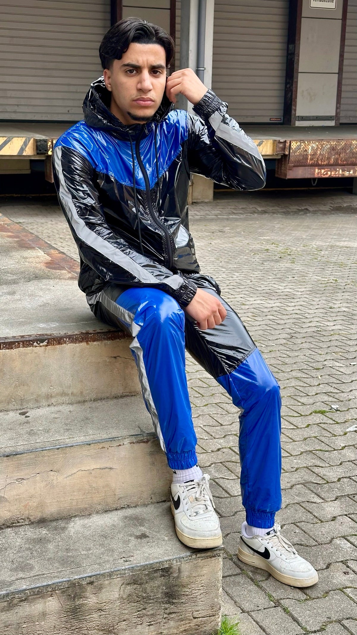 SUIT UP - black / blue / reflective - JACKET - NYLON