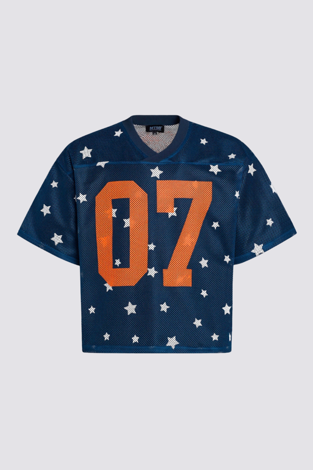 Illume Curve Cutout V Neck Star T-Shirt Navy Blue