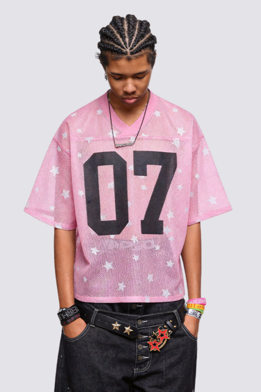 Illume Curve Cutout V Neck Star T-Shirt Pink