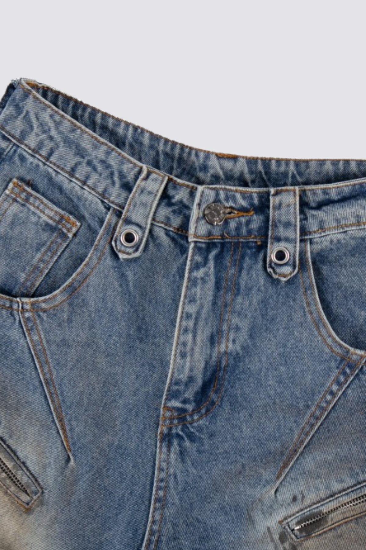 Indigo Circuit Zipper Barrel Jeans