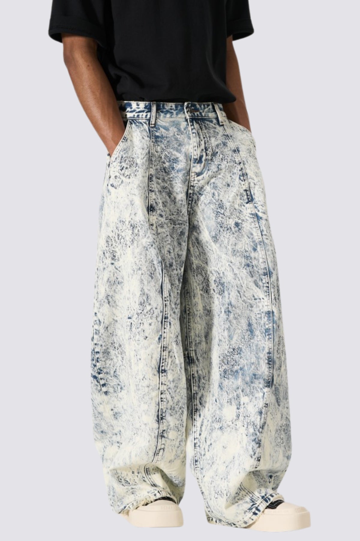 Indigo Flux Tie Dye Barrel Jeans