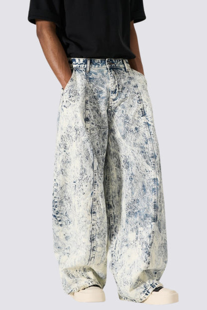 Indigo Flux Tie Dye Barrel Jeans