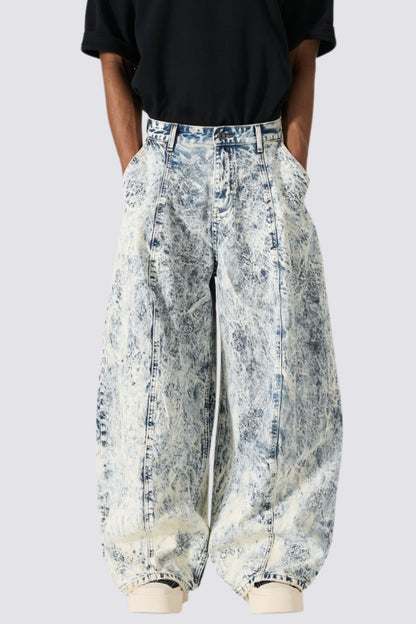 Indigo Flux Tie Dye Barrel Jeans