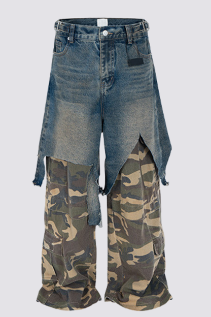 Industrial Cut Camouflage Jeans
