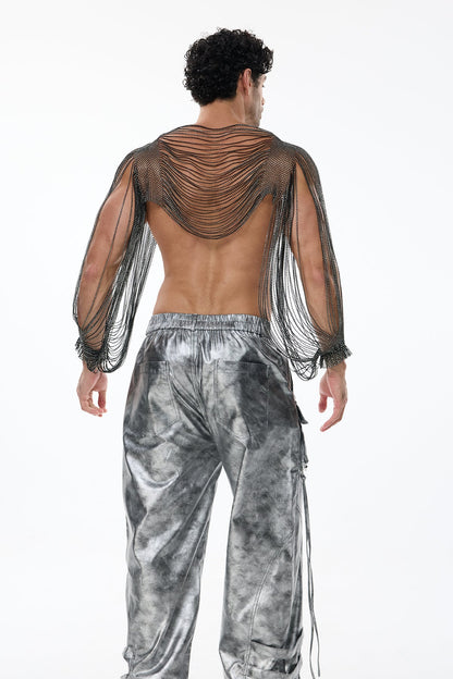 Industrial Poise Rhinestone Chainmail Top Black
