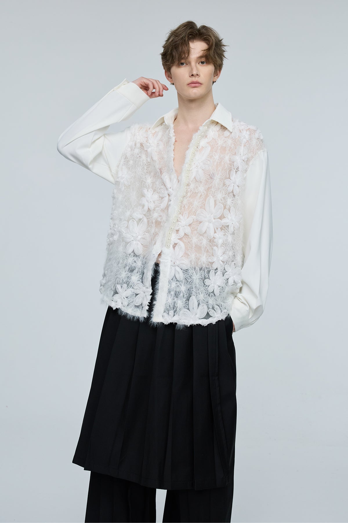 Infinite Wave Floral Pearl Long Sleeve Shirt