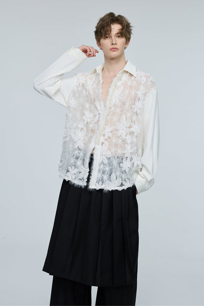 Infinite Wave Floral Pearl Long Sleeve Shirt