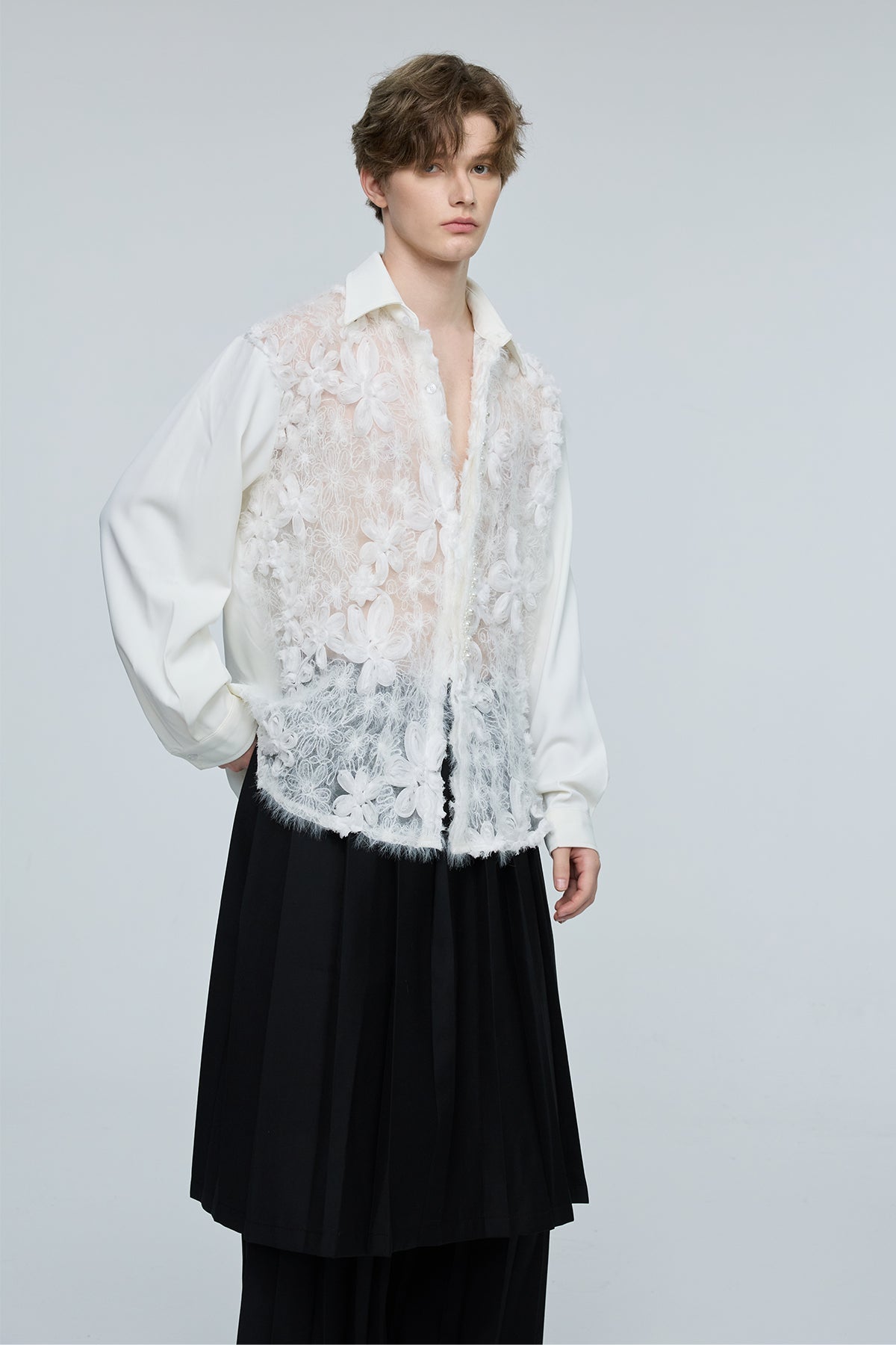 Infinite Wave Floral Pearl Long Sleeve Shirt