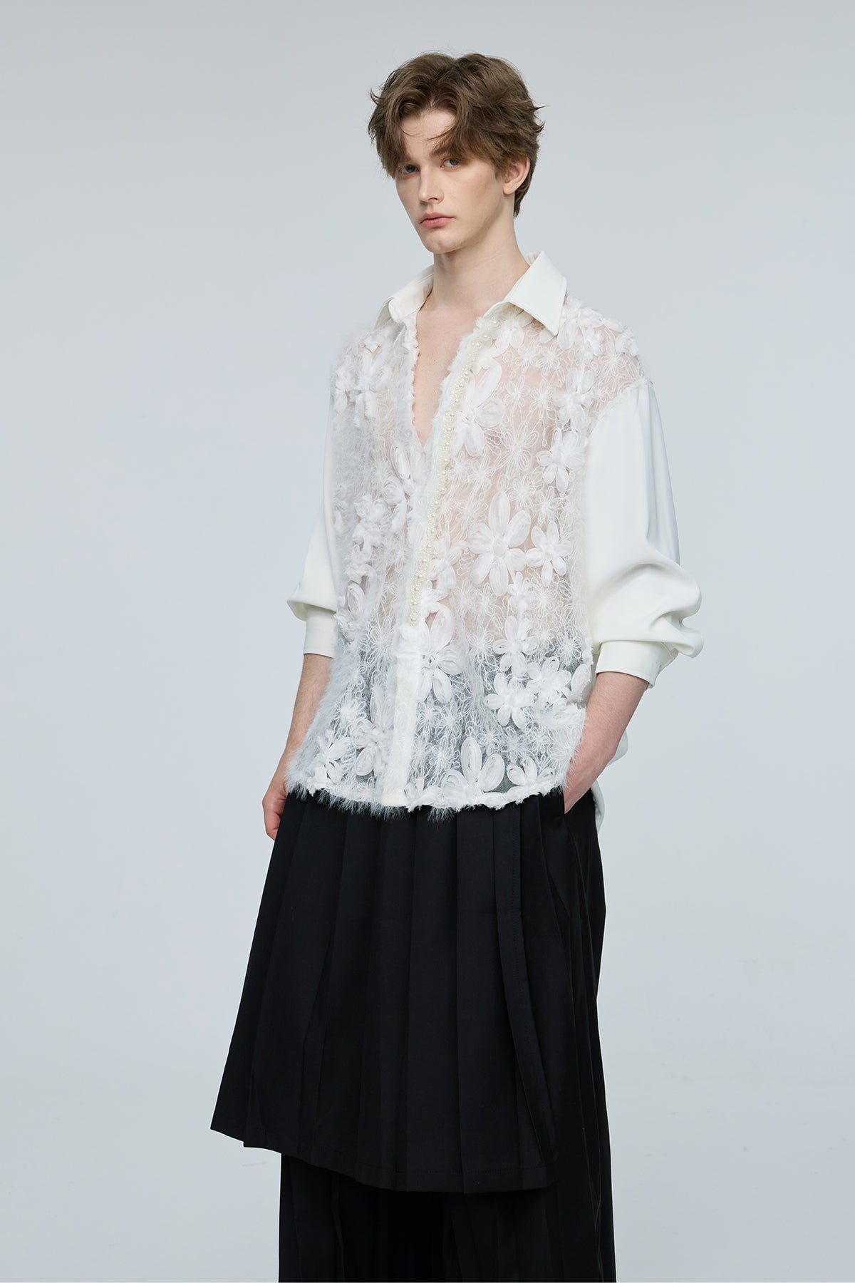 Infinite Wave Floral Pearl Long Sleeve Shirt