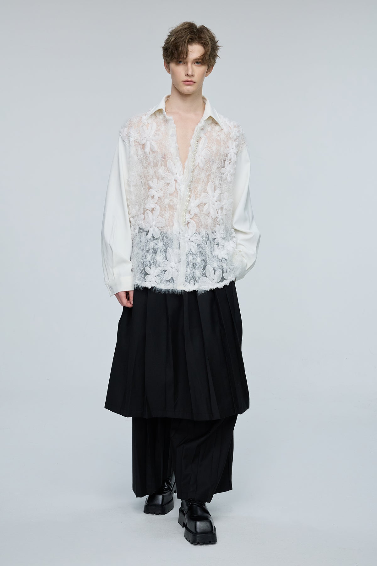Infinite Wave Floral Pearl Long Sleeve Shirt