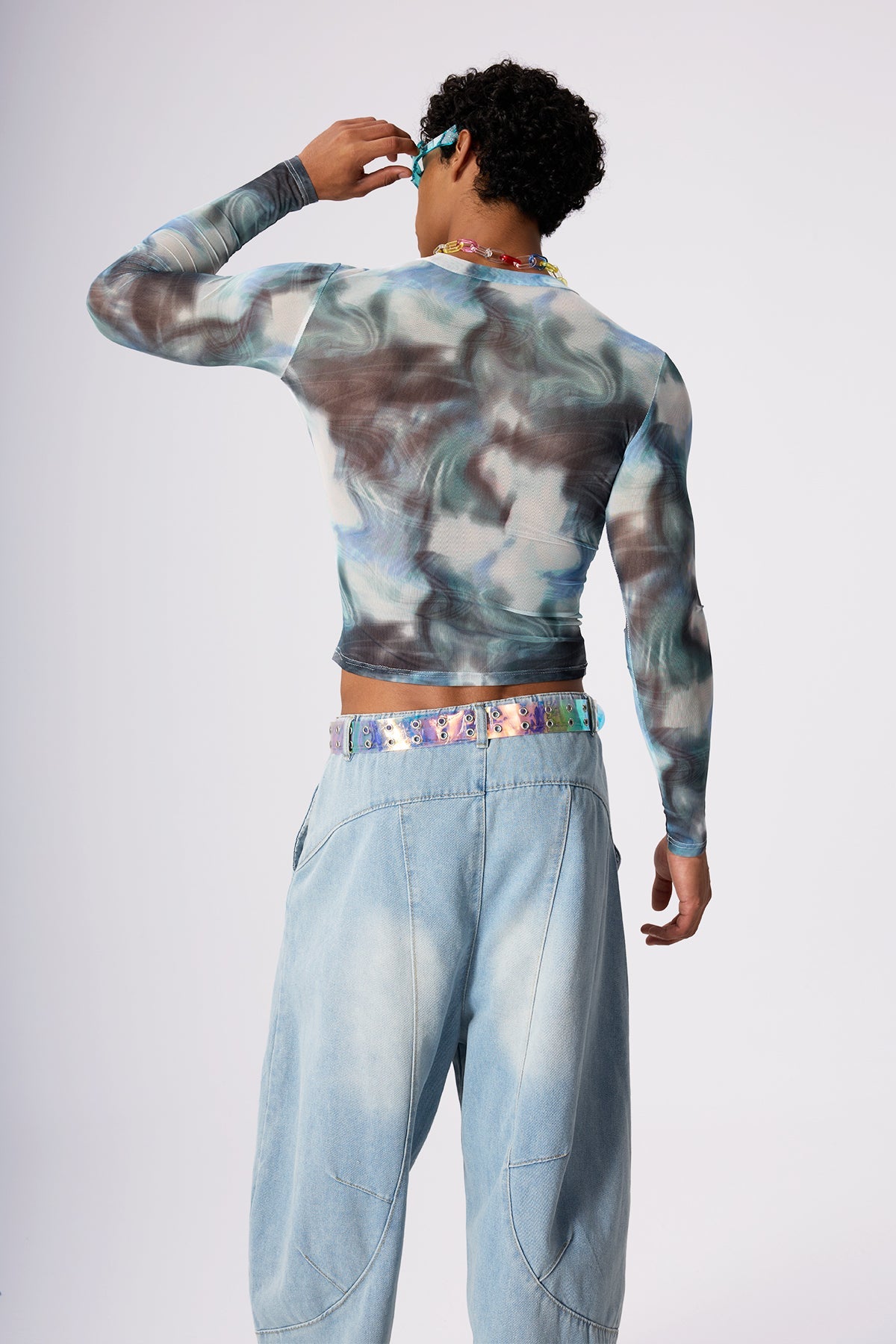 Ink Bloom Mesh Print Top