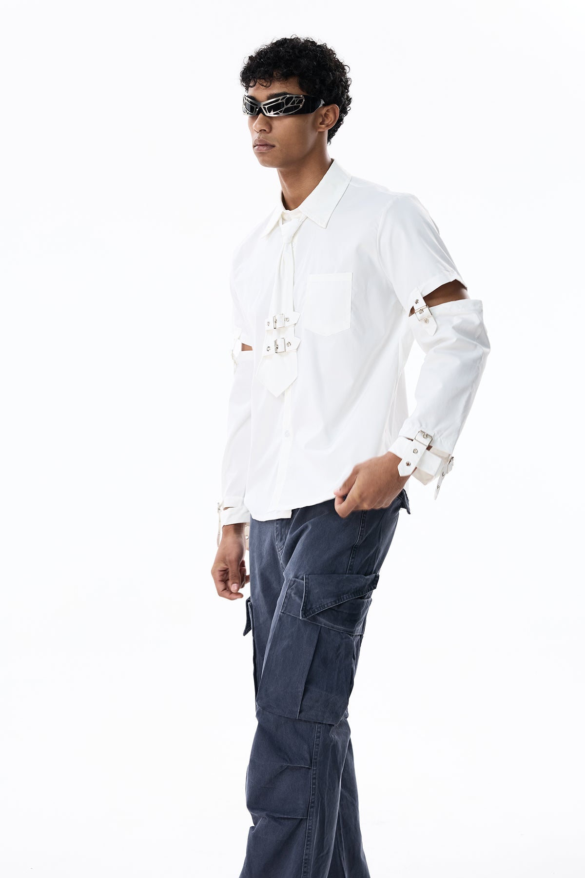 Ink Layer Long Sleeve Shirts White