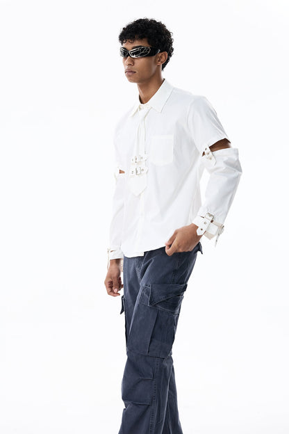 Ink Layer Long Sleeve Shirts White