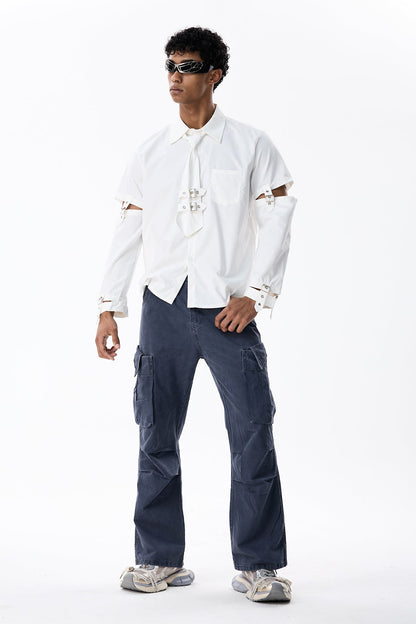 Ink Layer Long Sleeve Shirts White