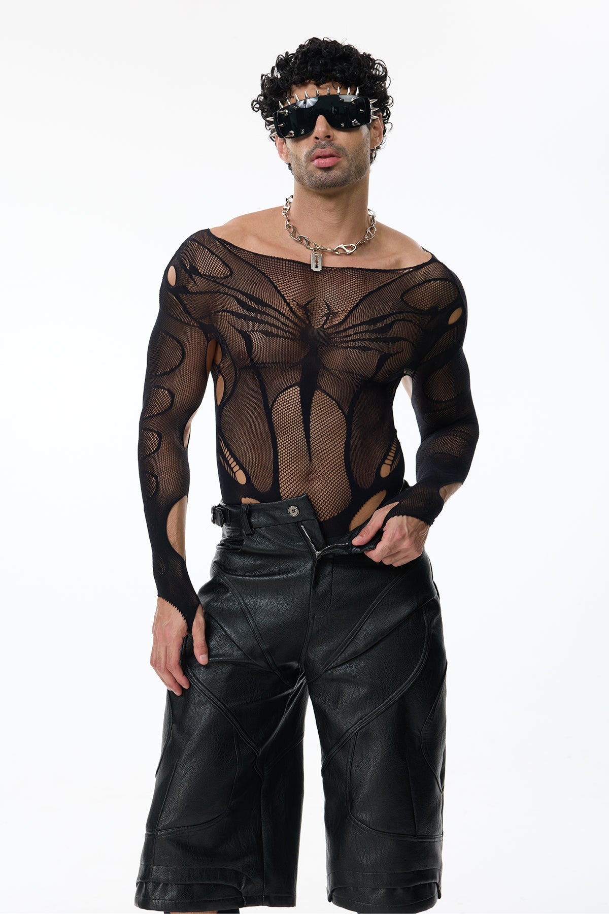 Inner Core Long Sleeve Fishnet Jumpsuit