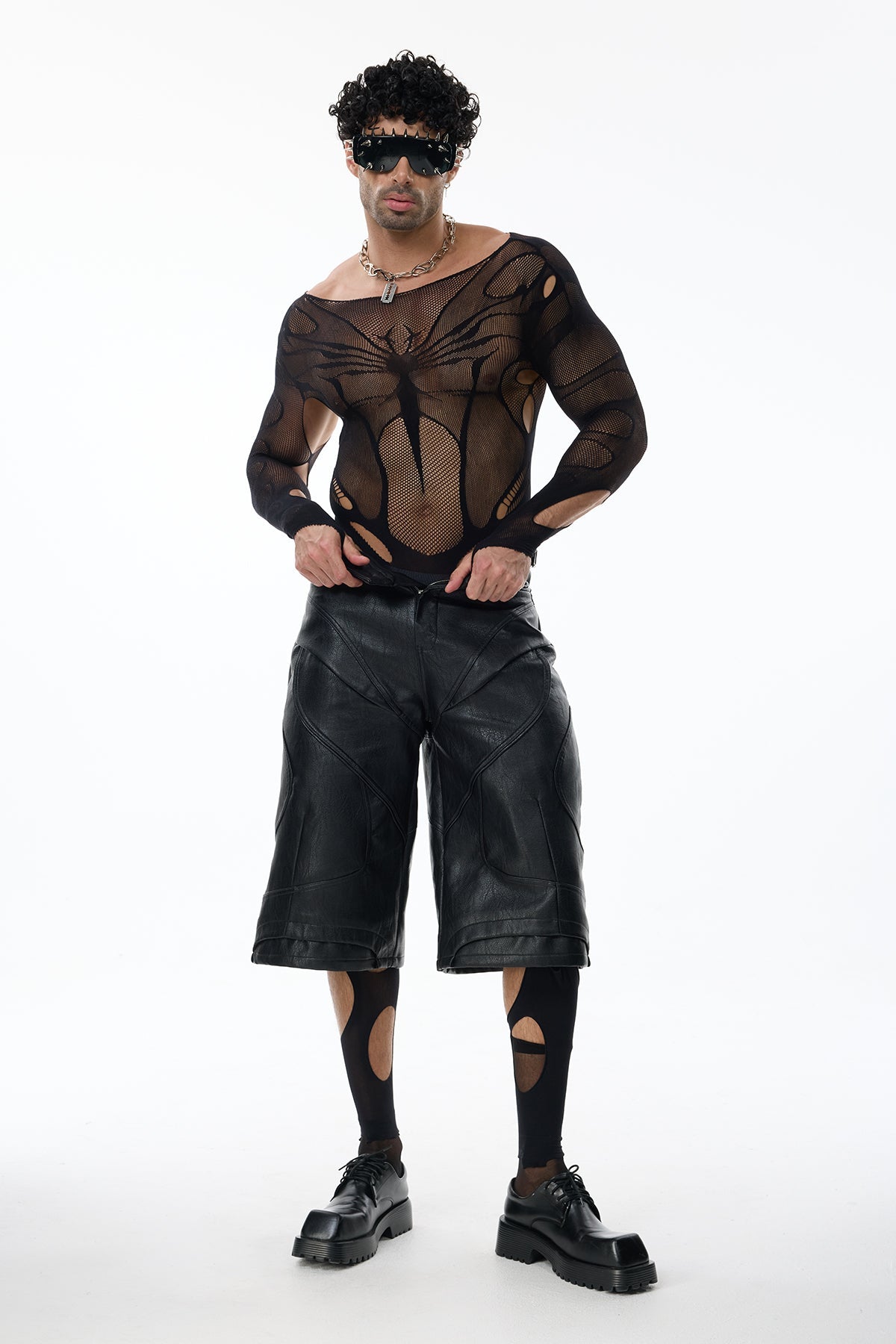 Inner Core Long Sleeve Fishnet Jumpsuit