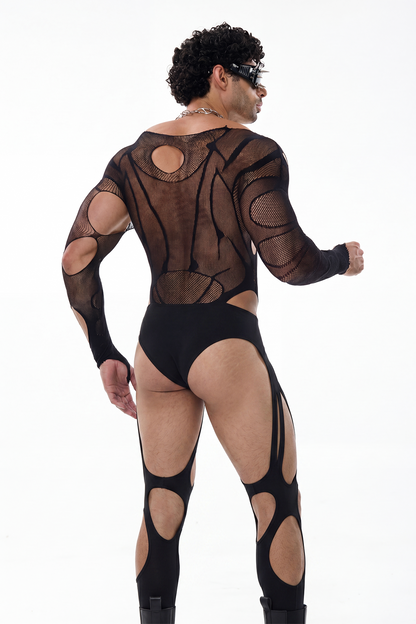 Inner Core Long Sleeve Fishnet Jumpsuit