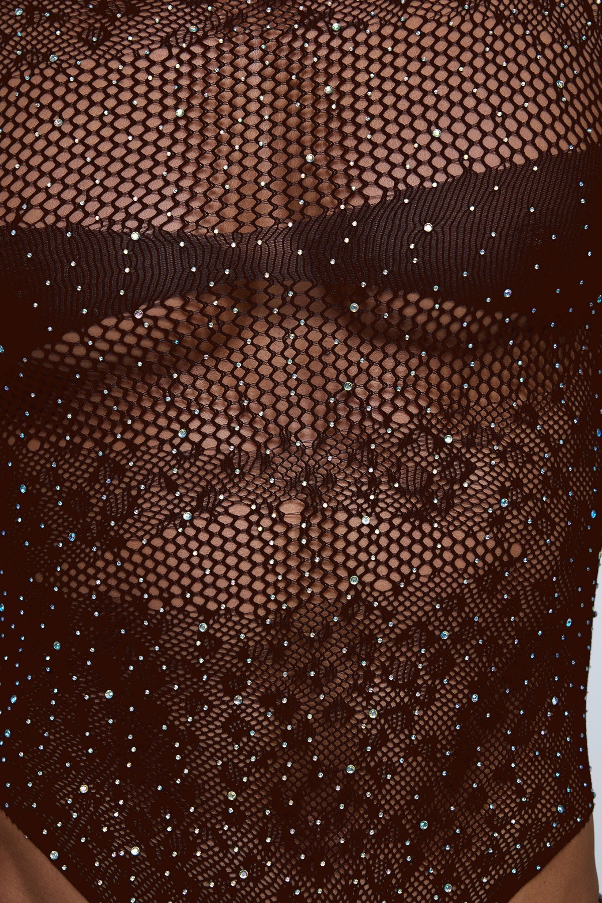Instinct Pulse Leopard Rhinestone Knit Bodysuit Brown