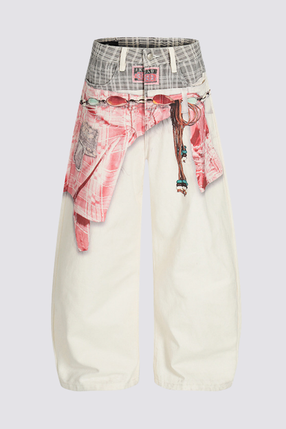 Iron Mileage Plaid Straight Jeans