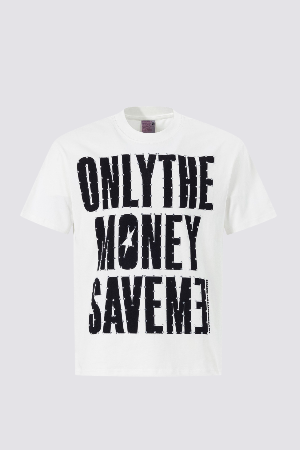 Iron Script Print Rhinestone T-Shirt