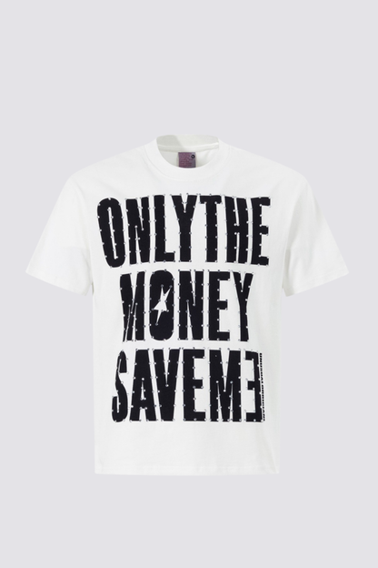 Iron Script Print Rhinestone T-Shirt