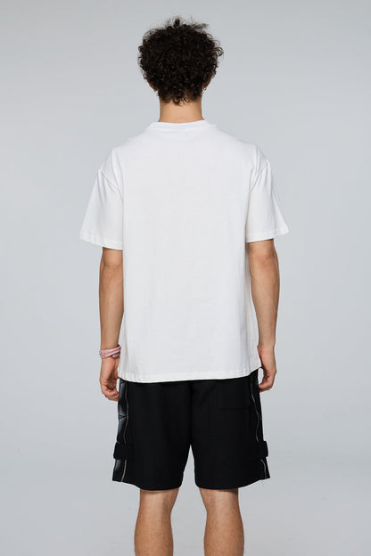 Iron Script Print Rhinestone T-Shirt