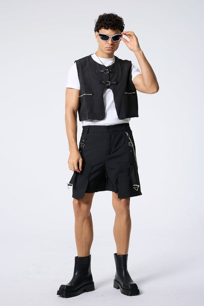 Iron Silence Metal Leather Buckle Vest