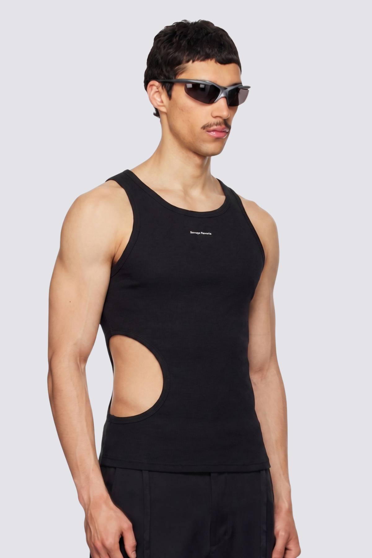 Iron Void Cutout Tank Top Black