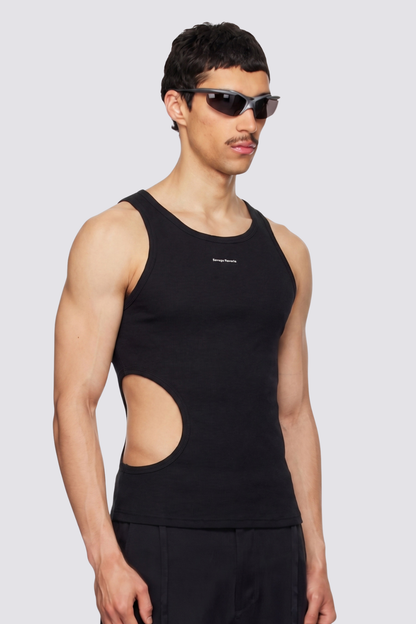 Iron Void Cutout Tank Top Black