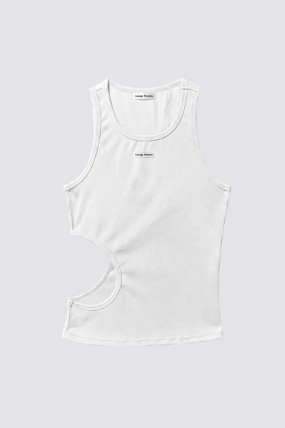 Iron Void Cutout Tank Top White