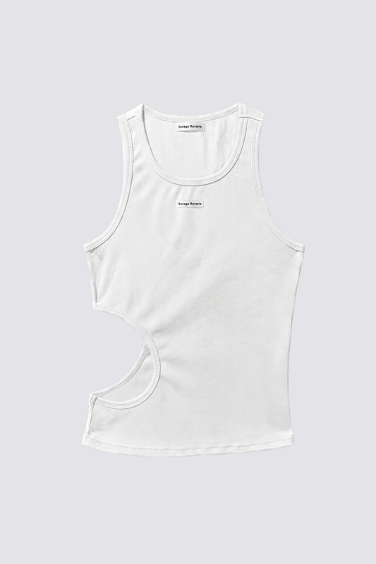 Iron Void Cutout Tank Top White