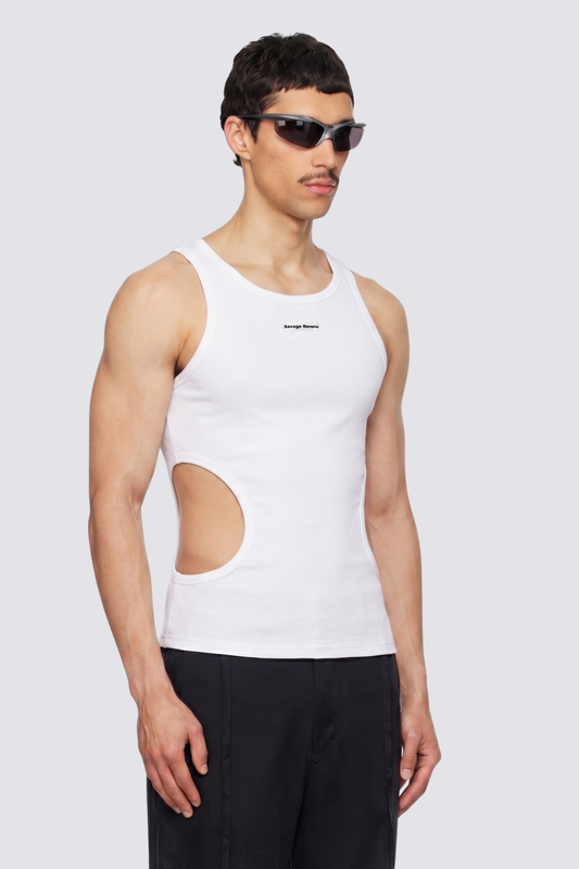 Iron Void Cutout Tank Top White