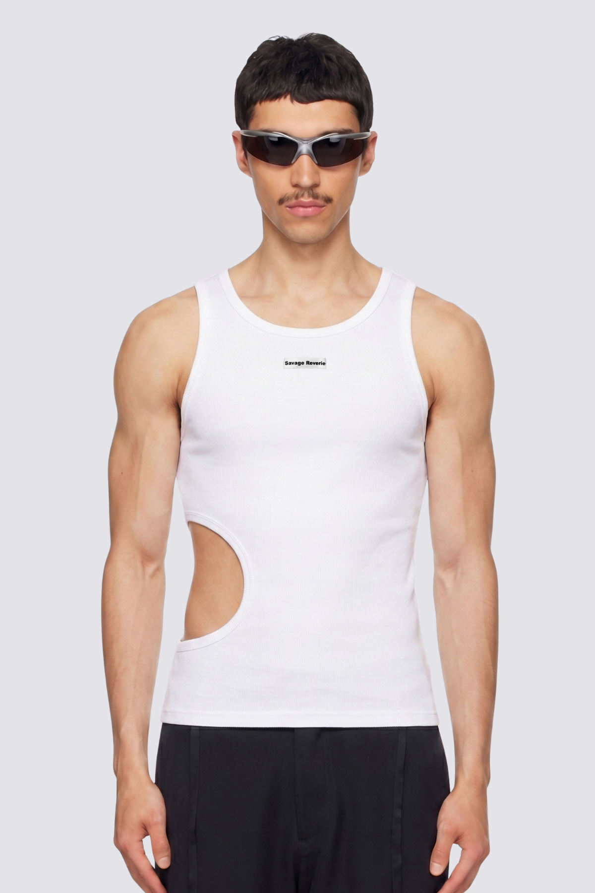 Iron Void Cutout Tank Top White