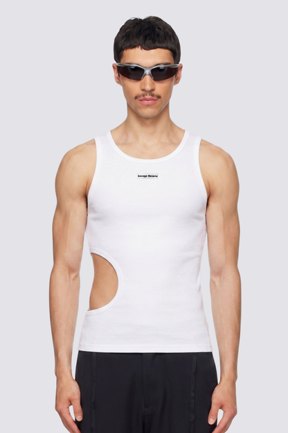 Iron Void Cutout Tank Top White