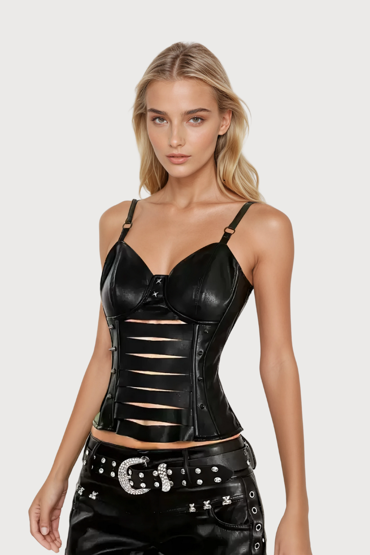 Iron Cut Spaghetti Leather Top