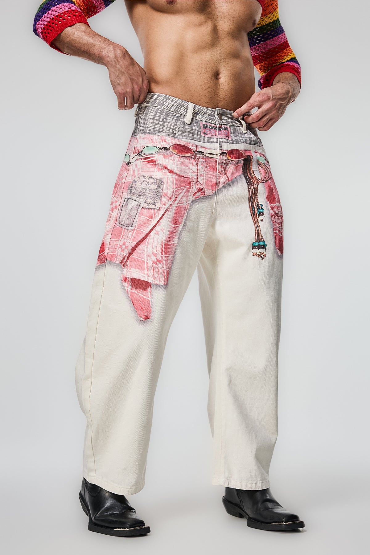 Iron Mileage Plaid Straight Jeans
