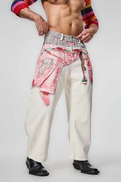 Iron Mileage Plaid Straight Jeans