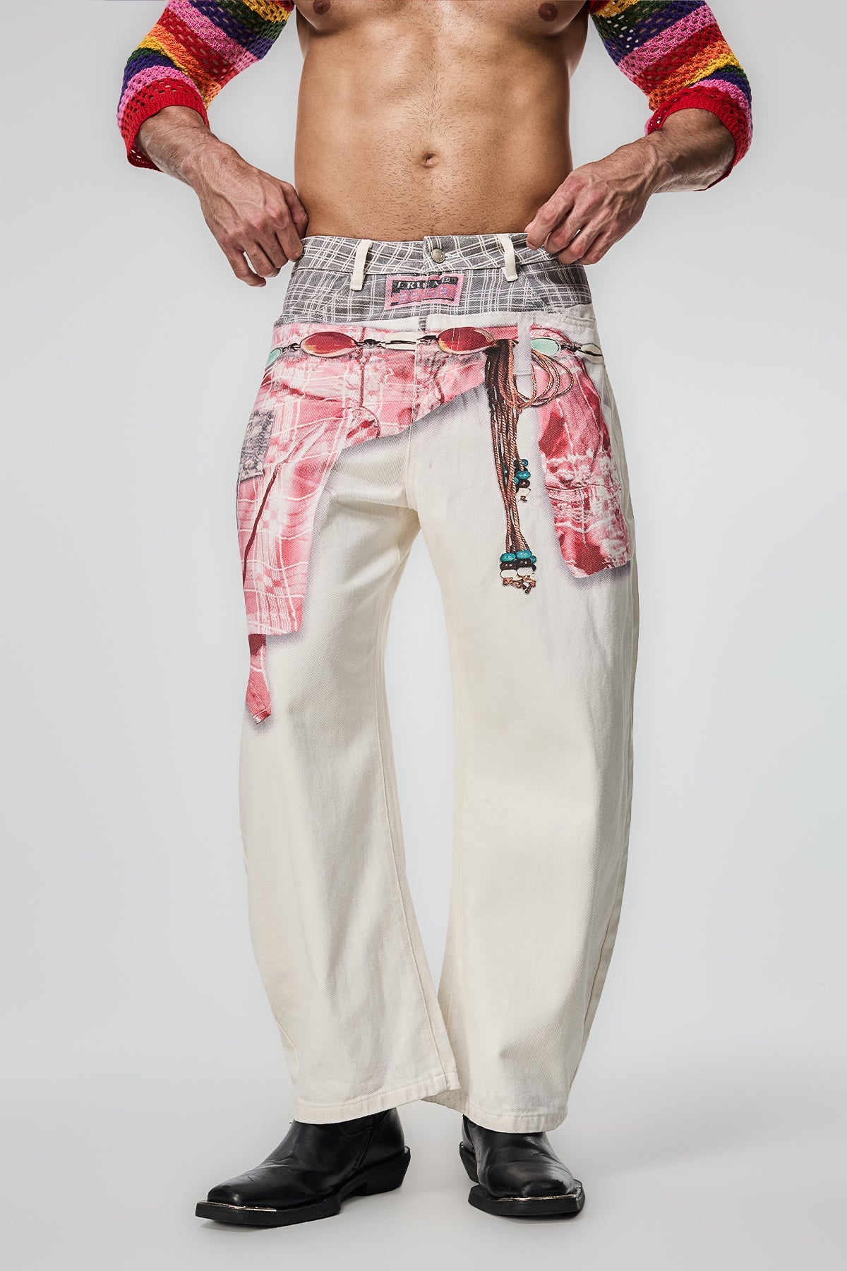 Iron Mileage Plaid Straight Jeans