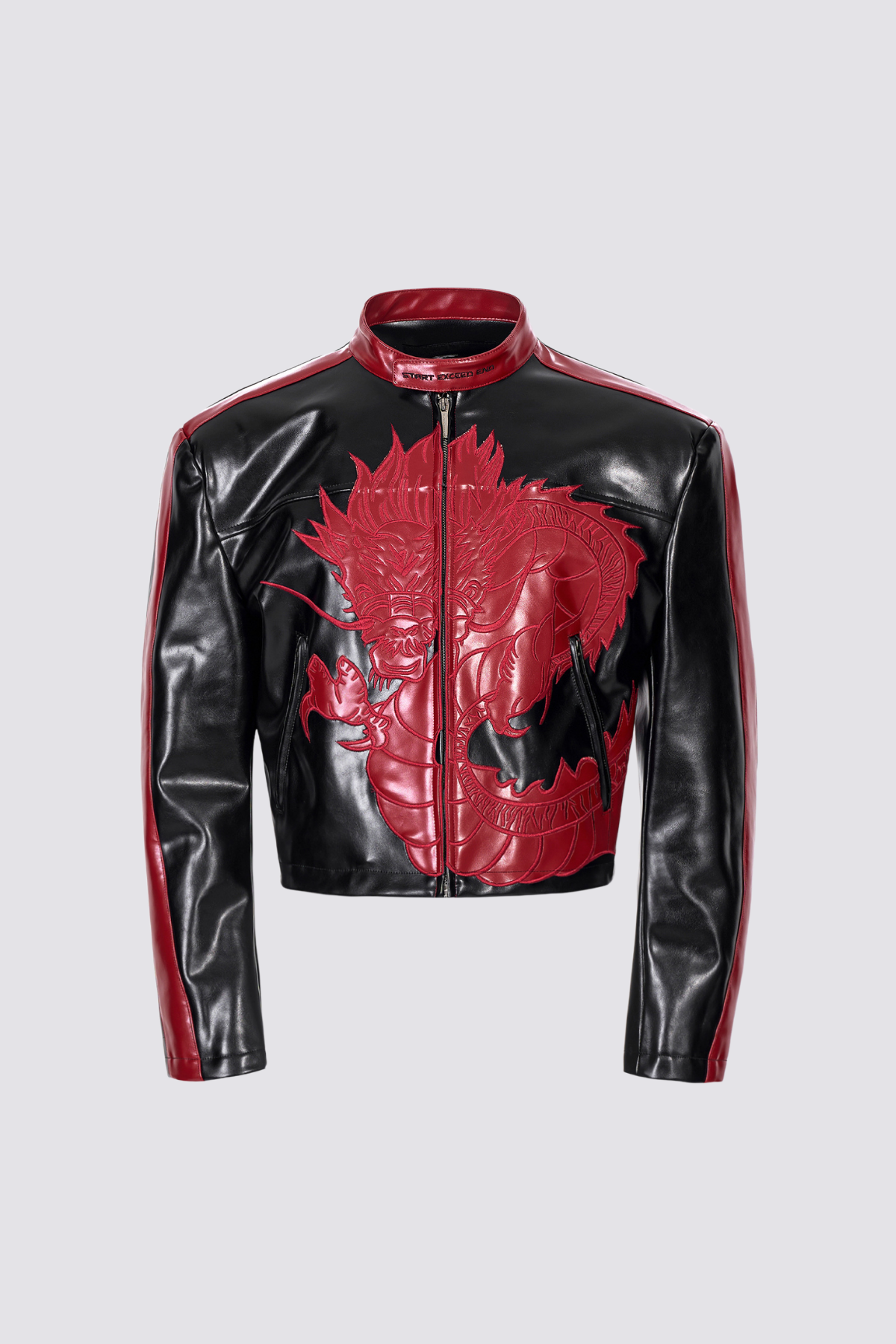 Jet Grip Embroidered Dragon Crop Jacket Red