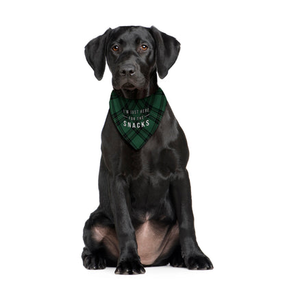 Just Here For The Snacks - Green Tartan - Dog Bandana - 4 Sizes
