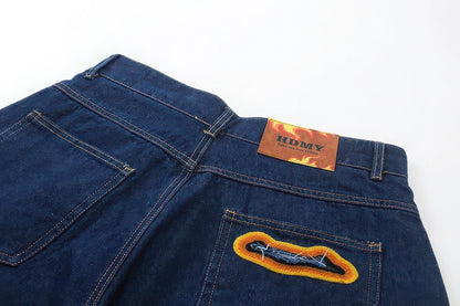 Flame Burnout Distressed Denim Shorts – Bold, Streetwear-Inspired Design
