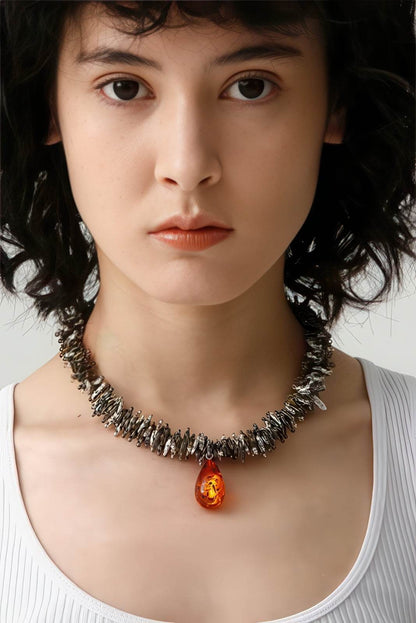 Amber Pendant Necklace